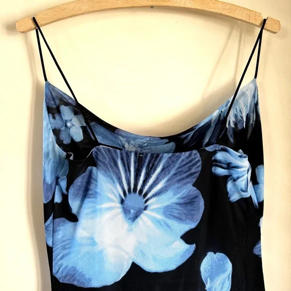NWT blue floral print Forever 21 slip dress Juniors S - Picture 8 of 11